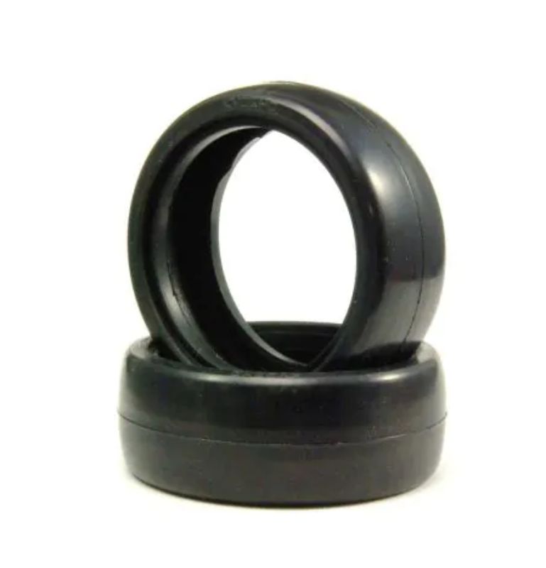 Kyosho 1/10 Slicks M tires, 24mm, 32SH compound, enhance grip and handling for on-road RC racing and drifting.