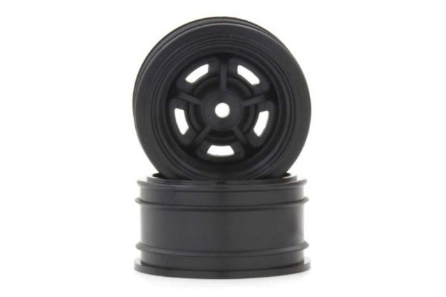 Sleek black 1/10 Rostyle rims for RC cars, enhancing performance and style with lightweight and durable design.
