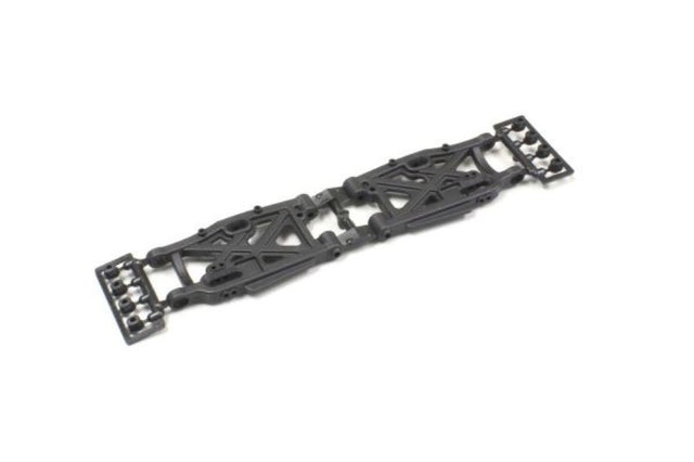 Durable left and right lower suspension arms for Kyosho MP9, enhancing handling, stability, and performance in RC racing.