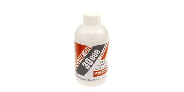 Kyosho Silicone Oil #30000 40cc bottle for optimal tuning of RC vehicle shock absorbers and improved ride quality.