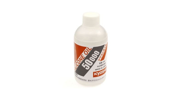 Kyosho Silicone Oil #50000 40cc enhances RC vehicle performance with improved shock absorption and smoother handling.