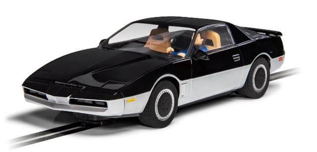 1/32 scale Scalextric car model of K.A.R.R. from Knight Rider, featuring glowing amber lights and detailed design for slot car racing.
