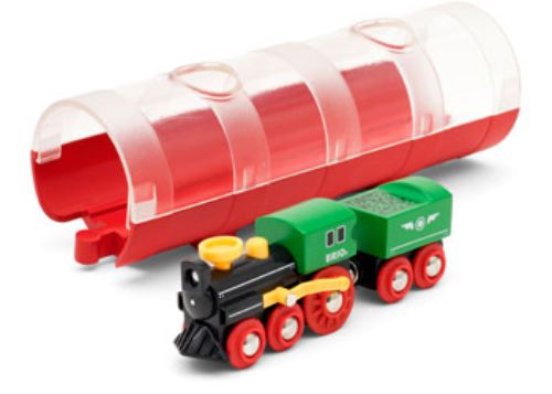 BRIO Train set includes a steam train, tunnel, and premium materials for safe, imaginative railway adventures.