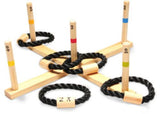 Colorful wooden ring toss game for outdoor fun, promoting coordination and friendly competition for all ages.