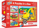 Galt - 4 Puzzles in a Box - Vehicles