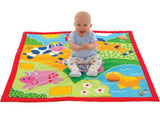 Large farm-themed playmat with 6 interactive friends; includes squeaky, crinkly, and textured features for sensory play.