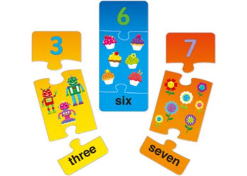 Galt Number Puzzles set featuring 10 colorful 3-piece puzzles for toddlers to enhance counting skills and number recognition.