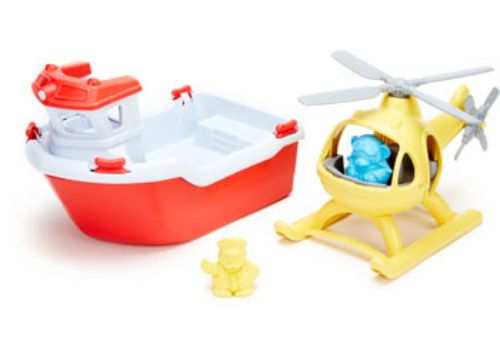 Green Toys - Rescue Boat and Helicopter