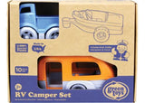 Alt text: Eco-friendly Green Toys RV Camper Set featuring a vibrant camper van and two figures for imaginative outdoor adventures.