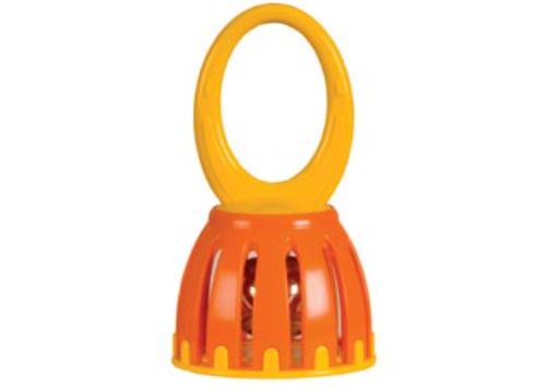 Colorful Halilit Cage Bells in assorted colors, designed for infants and toddlers to enhance auditory skills and motor functions.