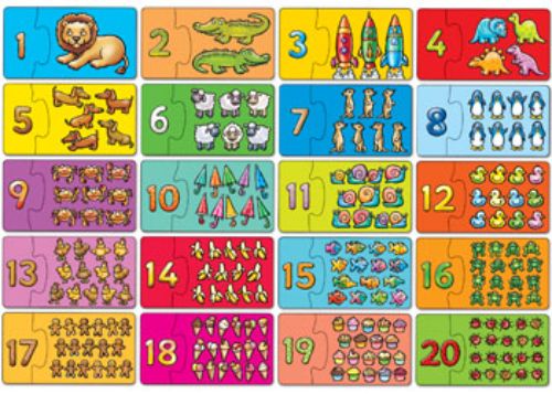 Colorful Orchard Jigsaw - Match and Count 20pc puzzle promotes counting skills for kids with picture and number matching activities.