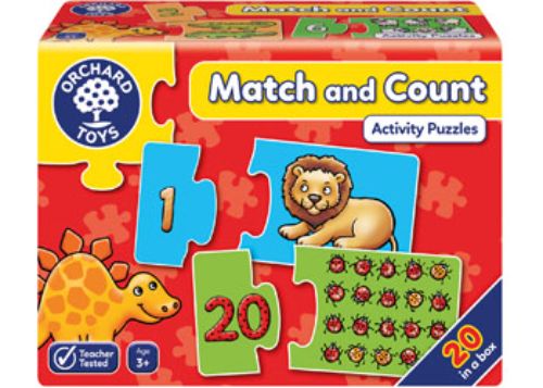 Colorful 20-piece jigsaw puzzle for kids, teaching counting 1-20 with picture and number matching activities.