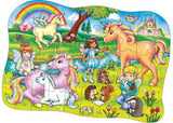 Colorful 50-piece jigsaw puzzle featuring magical unicorns and woodland creatures, perfect for imaginative play and skill development.