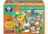 Colorful 12-piece jigsaw puzzles featuring friendly jungle animals, designed for toddlers to enhance motor skills and early learning.