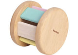 Colorful PlanToys Pastel Roller made from sustainable wood, designed to stimulate sensory development and imaginative play.