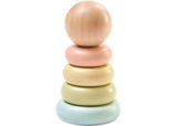 Pastel-colored stacking rings on a foldable rod, promoting fine motor skills and cognitive development for toddlers.