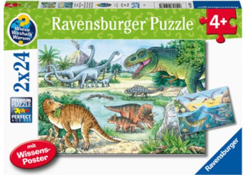 Puzzle - Ravensburger - Dinosaurs of Land and Sea 2x24pc