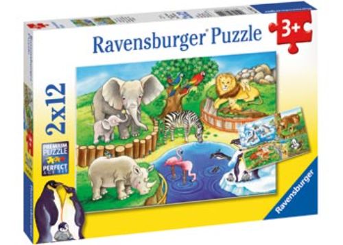 Puzzle - Ravensburger - Animals in the Zoo Puzzle 2x12pc