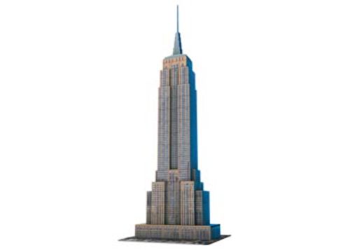 3D puzzle of the Empire State Building with 216 precision-moulded pieces, standing 47 cm tall, no glue needed.