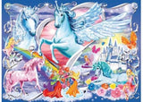 Colorful 100-piece unicorn puzzle featuring glittery artwork, perfect for sparking kids' imaginations and creativity.
