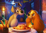 A 1000-piece Ravensburger puzzle depicting the iconic moment from Disney's 1955 film, Lady and Tramp.