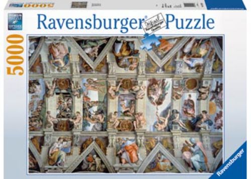 Ravensburger 5000pc puzzle featuring Michelangelo's Sistine Chapel frescoes, ideal for art lovers and puzzle enthusiasts.