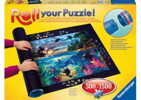 Ravensburger Roll Your Puzzle mat for 300-1500 pieces, featuring a non-slip felt surface and compact storage solution.