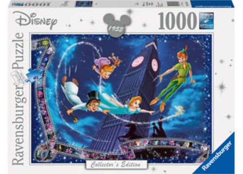 Ravensburger 1000pc puzzle featuring vibrant artwork of Peter Pan and friends, perfect for Disney fans and family bonding.