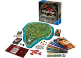 Ravensburger Jurassic Park Danger! board game featuring iconic characters, dinosaurs, and strategic adventure for 2-5 players.