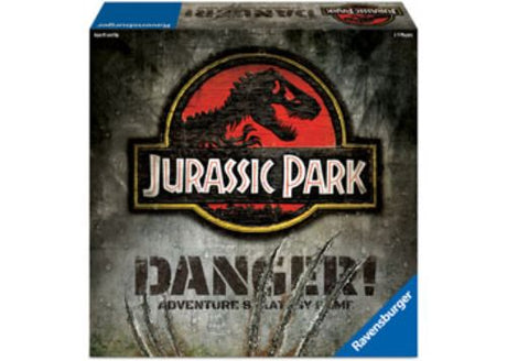 Ravensburger Jurassic Park Danger! board game featuring dynamic gameplay with iconic characters and thrilling dinosaur challenges.