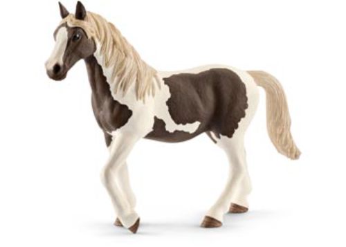 Schleich Pinto mare figurine featuring intricate coat patterns, ideal for imaginative play and nature exploration for kids.