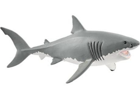 Hand-painted Schleich Great White Shark figure, showcasing realistic details and perfect for educational play about marine life.