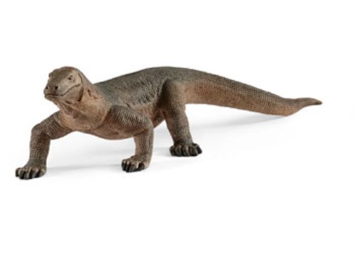 Lifelike Schleich Komodo dragon figure showcasing its robust body and sharp teeth, ideal for play and wildlife education.