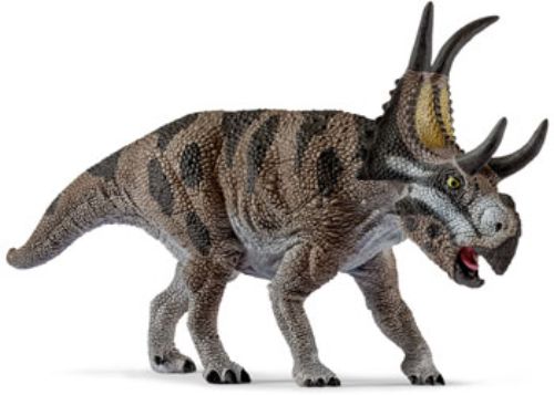 Realistic Schleich Diabloceratops dinosaur figurine with two curved horns, perfect for imaginative play and educational exploration.