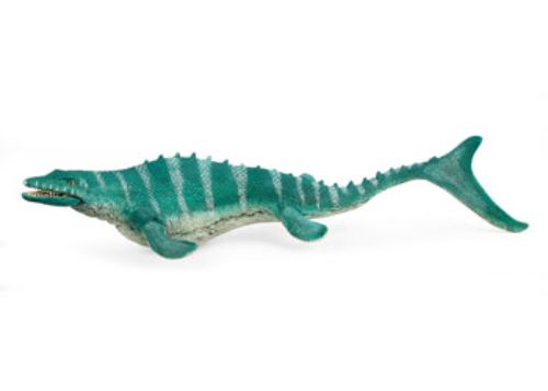 Mosasaurus model by Schleich, featuring a movable jaw, sharp teeth, and fins, perfect for imaginative play and education.