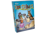 Colorful game board with six dog tokens and challenge cards from ThinkFun's Dog Crimes logic game for mystery lovers.