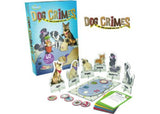 ThinkFun Dog Crimes game featuring adorable dog tokens and mystery challenge cards for clever deductive reasoning fun.