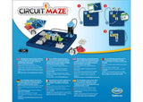 ThinkFun Circuit Maze game features colorful LED beacons, challenge cards, and tokens for teaching electrical engineering concepts.