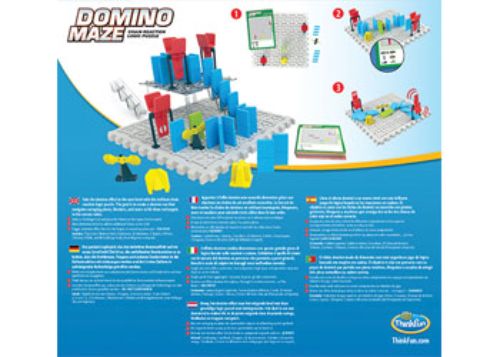 Colorful ThinkFun Domino Maze game features engaging logic puzzles and 60 challenges for critical thinking and fun.