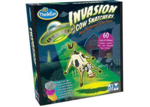 A UFO game where players solve challenges to beam up cows while navigating farm obstacles, ideal for all ages.