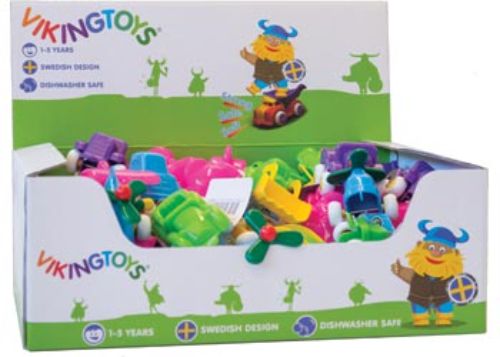 Colorful 44pc Viking Toys Mini Chubbies Pastel set for toddlers, featuring 7 durable vehicles that promote creativity and skill development.