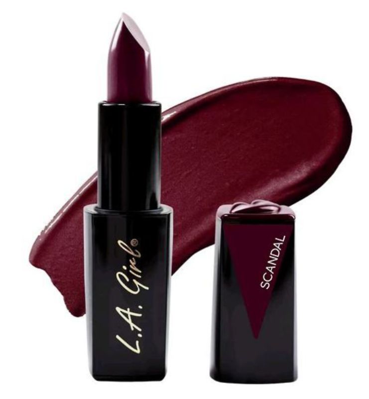 LA Girl Lip Attraction Lipstick in Scandal, a rich, creamy lipstick for glossy, hydrating, and vibrant lips.