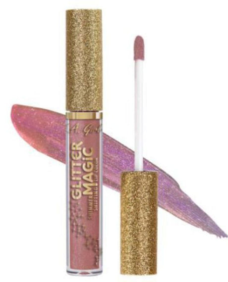 LA Girl Glitter Magic Lip Color in Glitterati offers a shimmering transformation for bold, glittery lips.