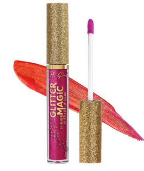 A vibrant lip color that transforms from matte metallic to a stunning glittery finish with a magical shimmer effect.