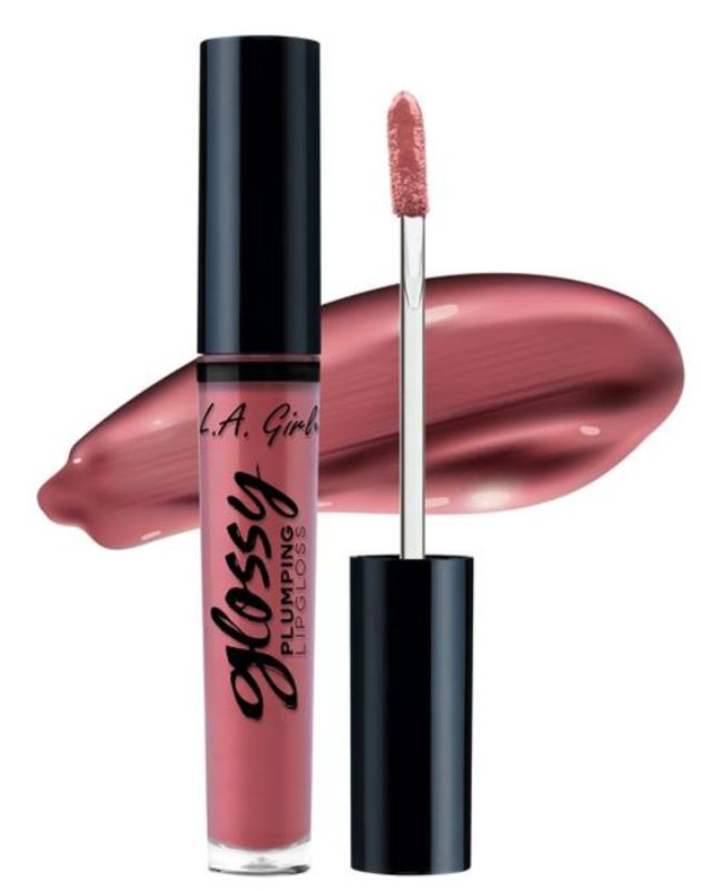 LA Girl Glossy Plumping Lipgloss in Flourish, a glossy, hydrating lip gloss with vitamin E, aloe, and a plumping effect.