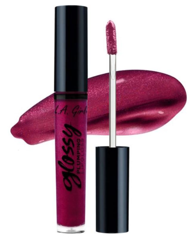 LA Girl Glossy Plumping Lipgloss in 'Grand' offers high-shine, plumping hydration with vitamin E and aloe vera.