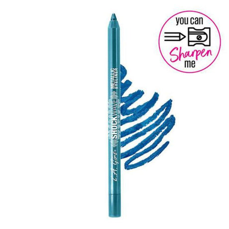 LA Girl Shockwave Metallic Eyeliner in Ocean, featuring a vibrant blue shade, delivers a rich metallic finish with 16-hour wear.