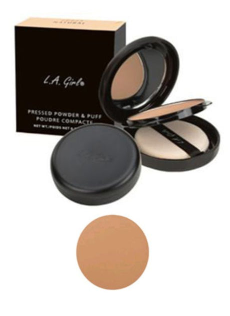 LA Girl Ultimate Pressed Powder in Toasted Almond gives a silky matte finish, evens skin tone, and reduces shine in a dual-level case.