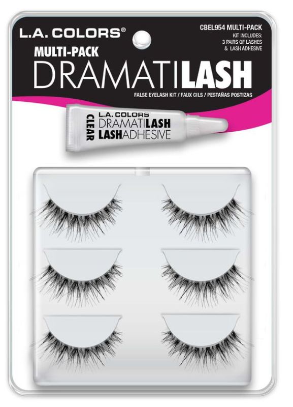 LA Colors Dramatilash- Multi-Pack (3 Pairs with Glue)