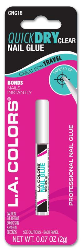 LA Colors Skinny Nail Glue - Clear, versatile adhesive with tapered tip for precise application and long-lasting nail bonds.